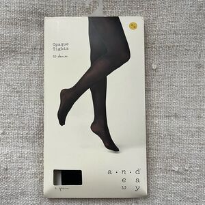A New Day Black Opaque Pantyhose Stockings Tights S/M NWT